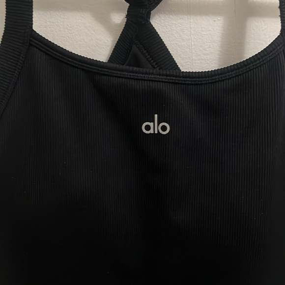 Alo Yoga black seamless ribbed full length bra tank NEW - Picture 2 of 7
